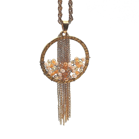 NEW GUESS 32" One of a kind Rope Statement Pendant Necklace in Gold - Picture 2 of 4